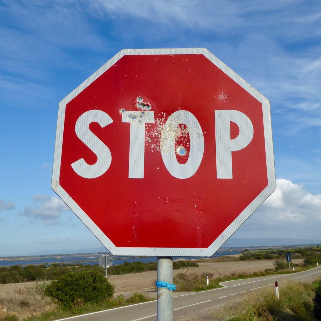 Stop-Zielscheibe bei Guspini, Sardinien, Italien