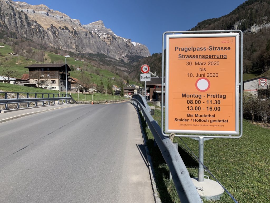 Pragelpass-Strasse Sperrung